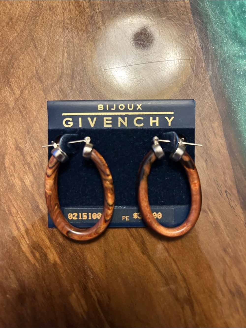 Bijou Givenchy Brown Wood-effect Hoop Earrings